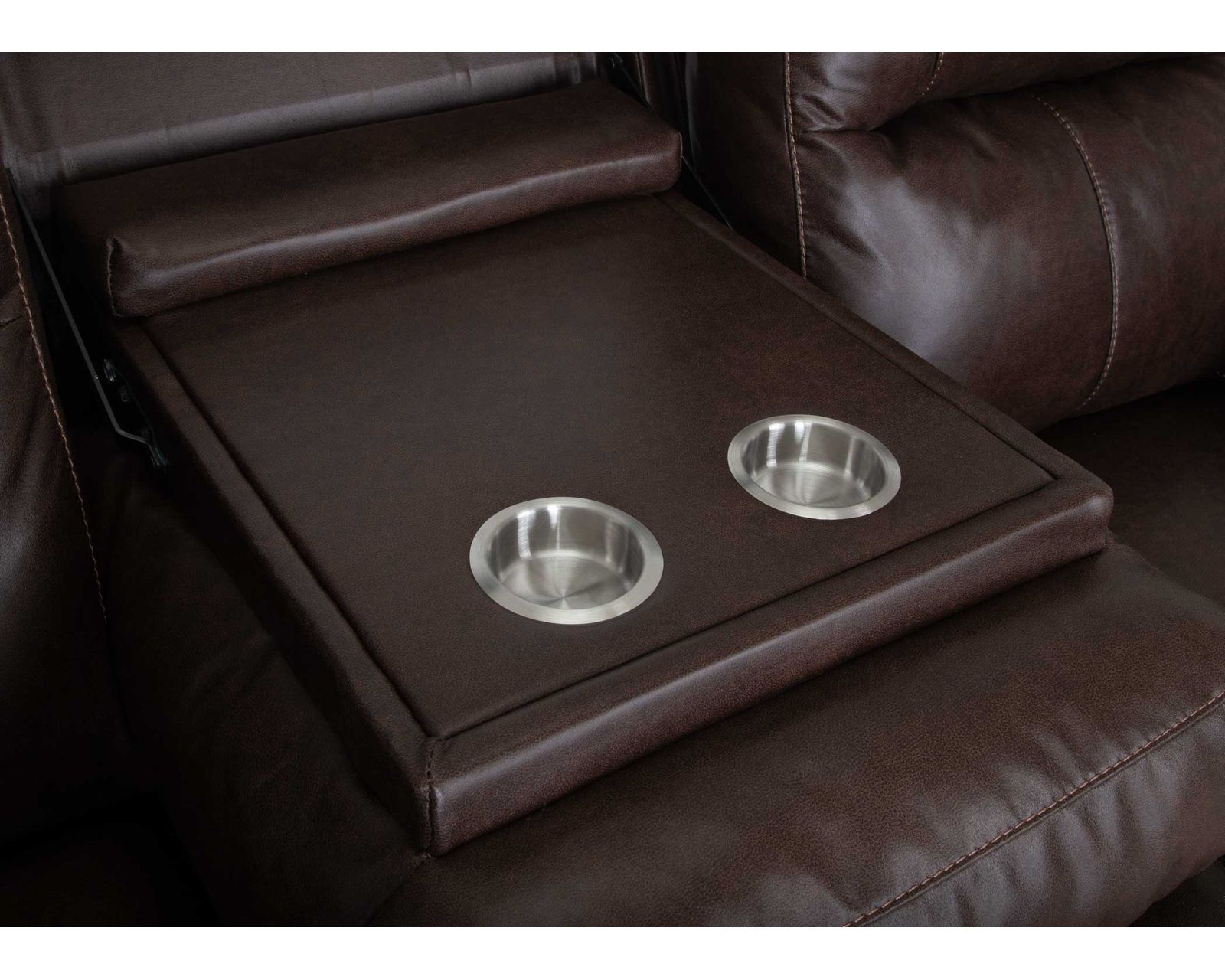 Culver 90" Reclining Sofa with Drop-Down Table & Cupholders (Leather-Look Style. Plush Comfort. Designed Around the Way You Relax) - Image 4