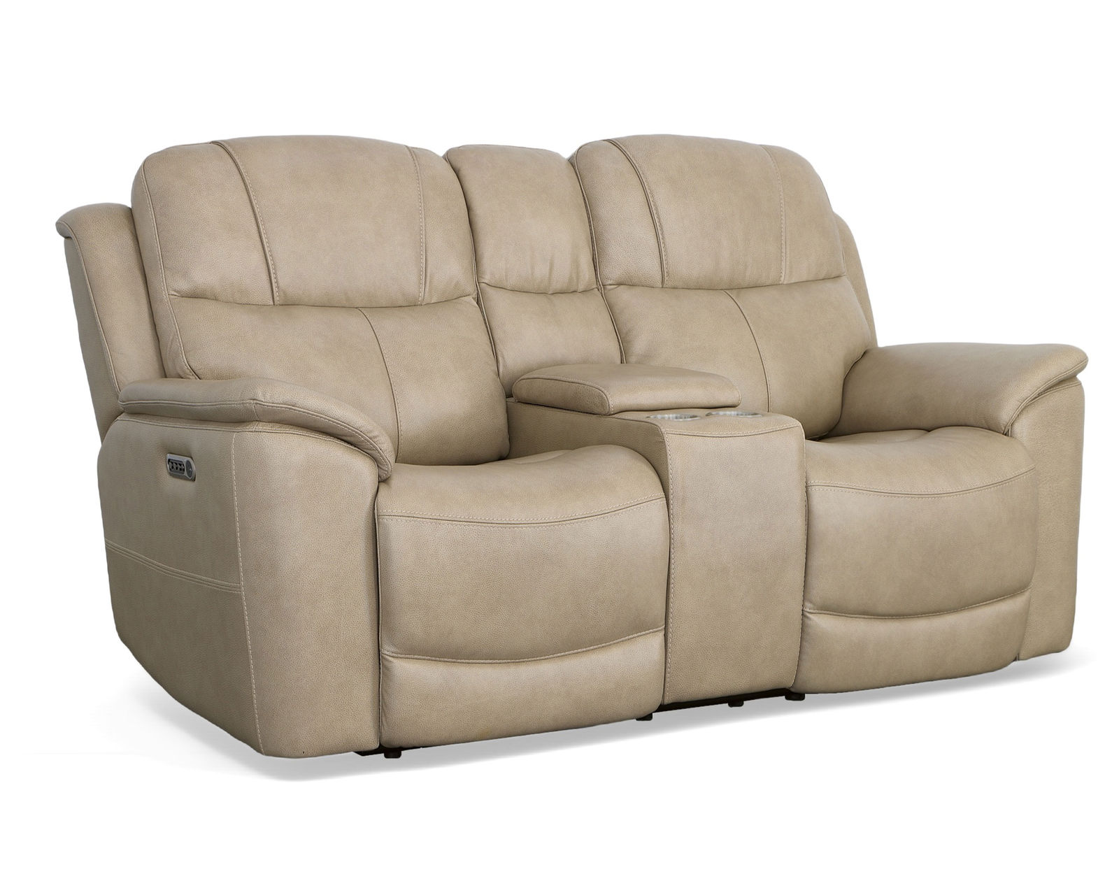 Crew Power Reclining Loveseat with Console, Power Headrests & Lumbar (Tan leather) in stock
