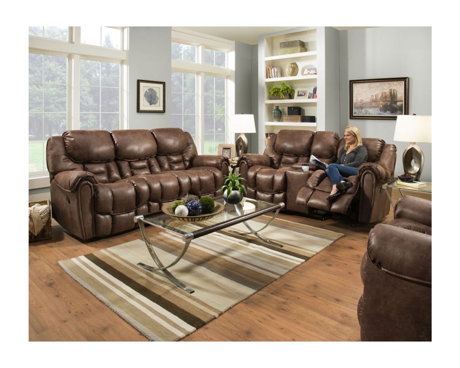 Fallon 90" Double Reclining Sofa Tan (In stock) - Image 3