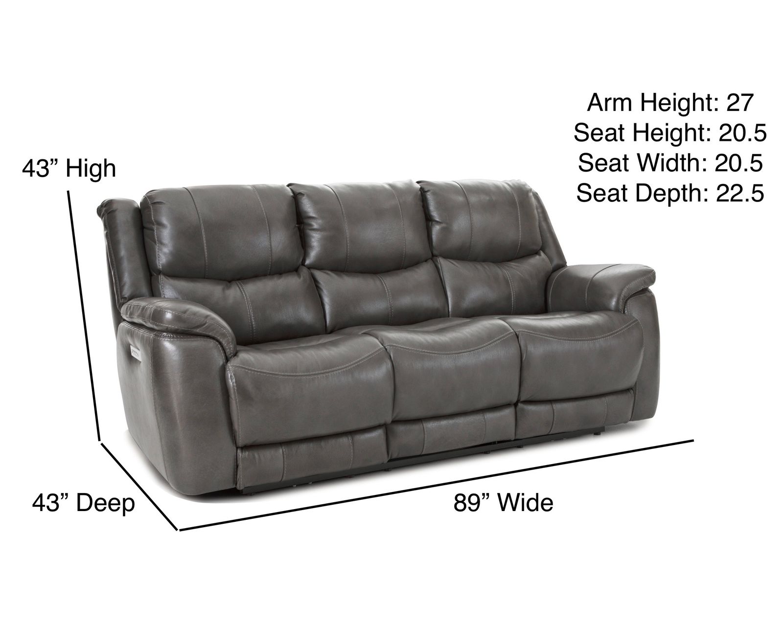 Idris 89" Zero Gravity Triple Power Reclining Console Loveseat Grey (In stock) - Image 8