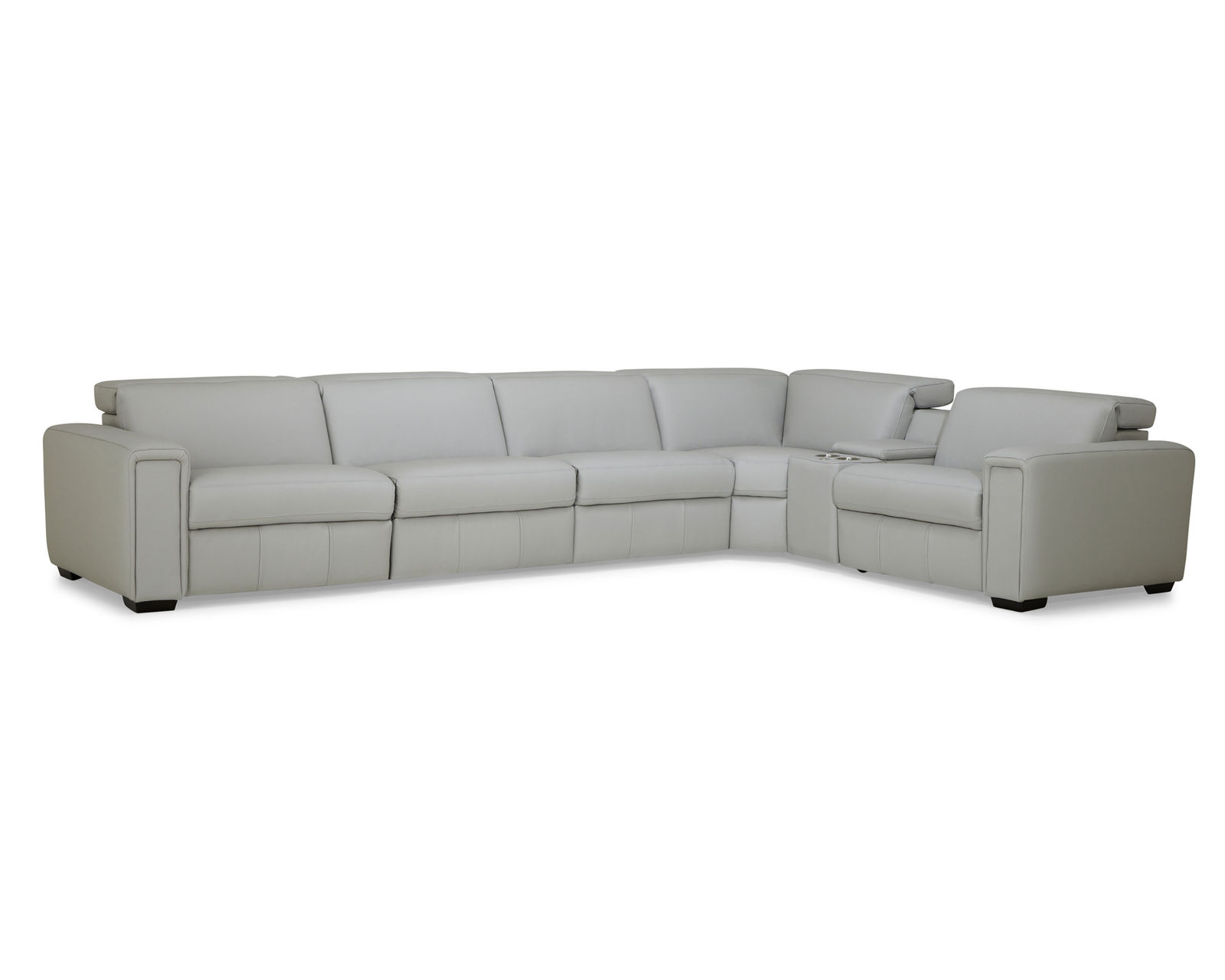 Titan Mist Leather Reclining Sectional w/Power Headrests (In Stock)
