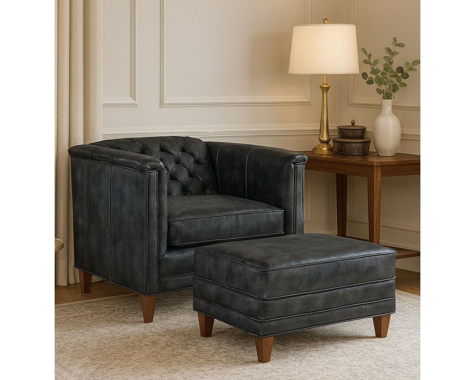 Bradington Young Jaden 517 Chesterfield Sofa (12 leathers) 8-Way Hand Tie - Image 10