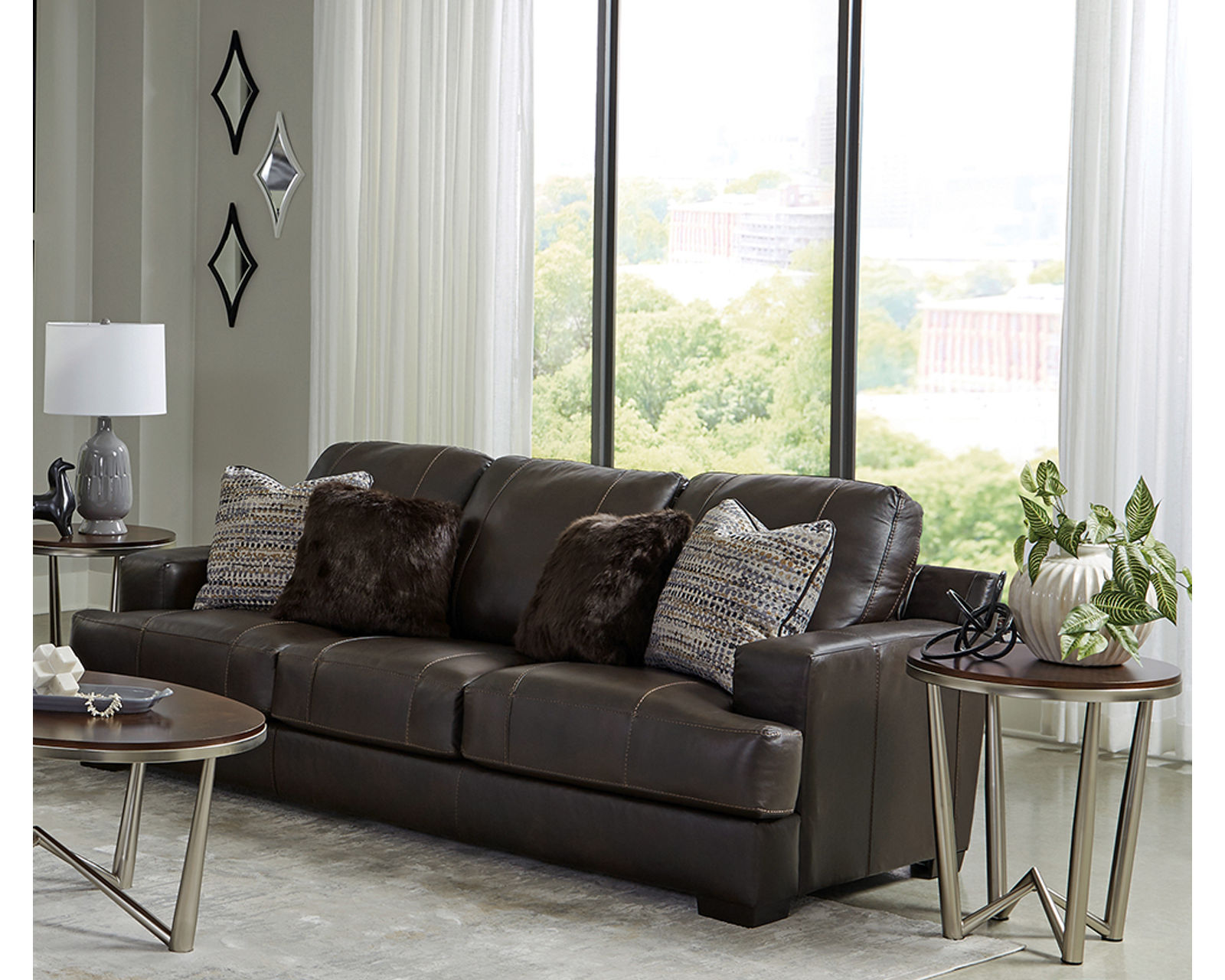 Marco 92" Top Grain Leather Touch Sofa (Includes pillows) Chocolate - Image 4