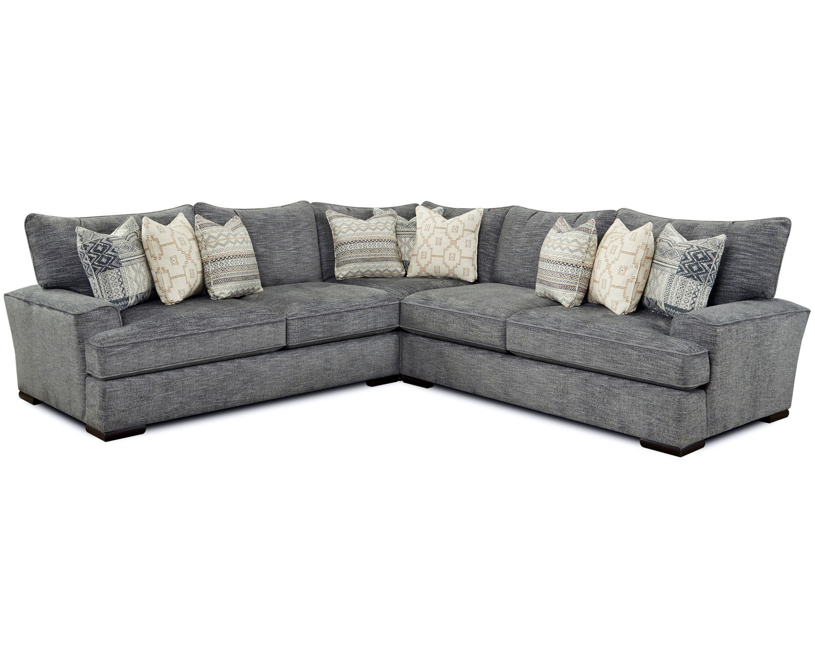 Handwoven Slate Three Piece Sectional (includes pillows) 122" x 122"