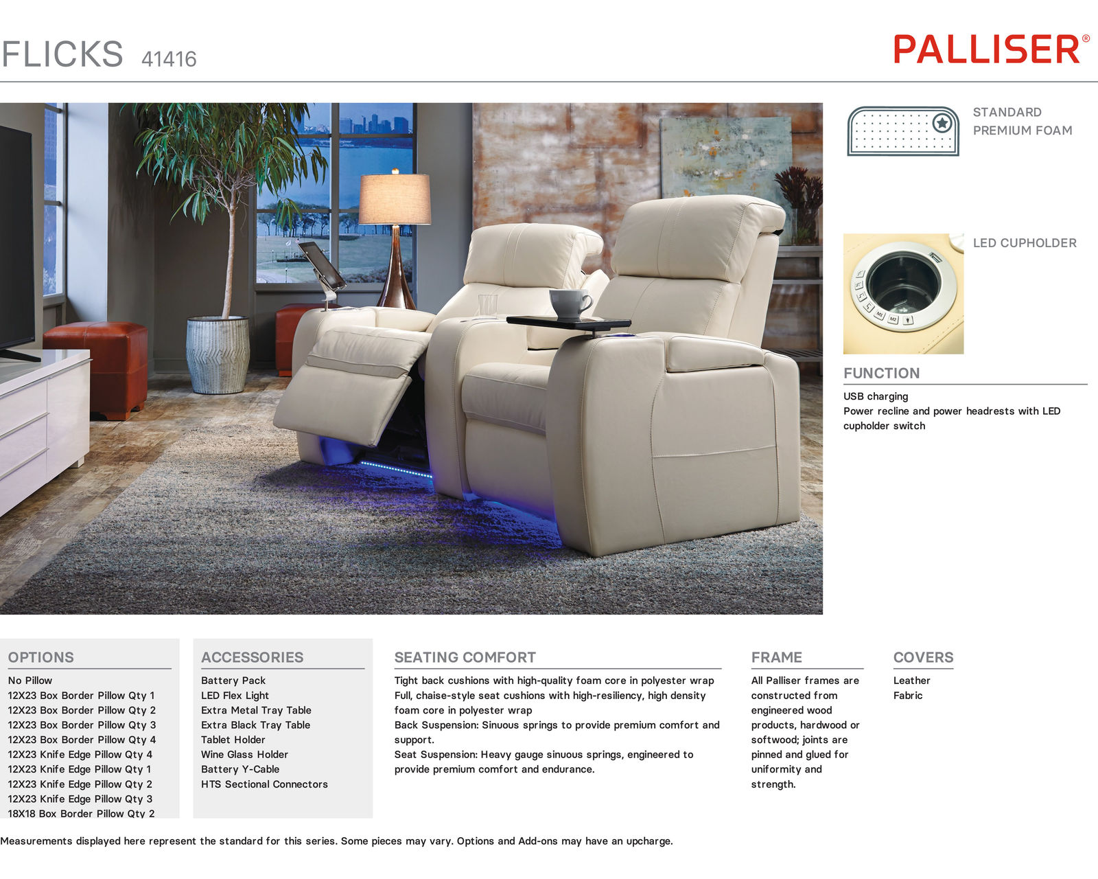 Flicks 41416 Power Headrest Power Reclining Home Theater Seating (Made to order fabrics and leathers) - Image 32