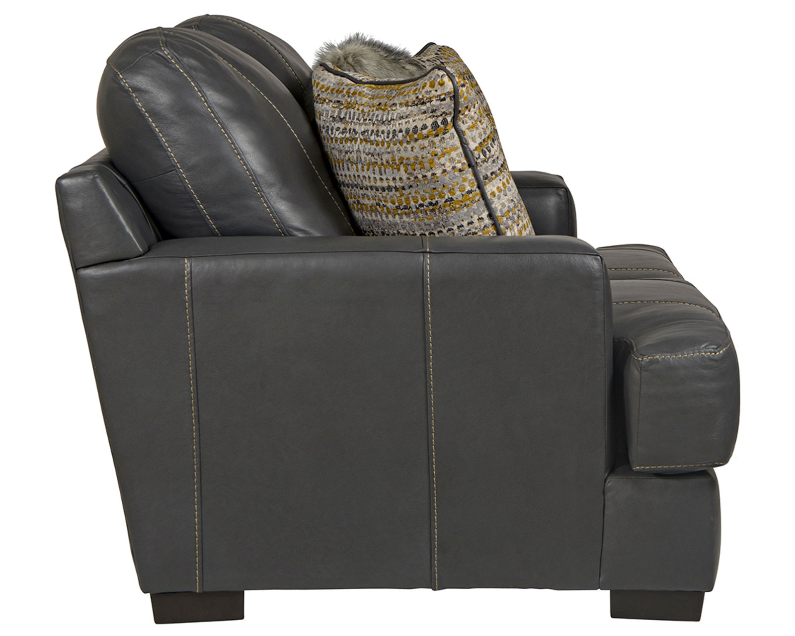 Marco 92" Top Grain Leather Touch Sofa (Includes pillows) Gunmetal - Image 19