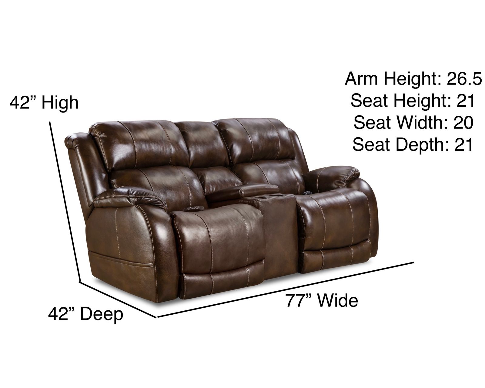 Montana 77" Triple Power Leather Reclining Console Loveseat (In stock) - Image 3