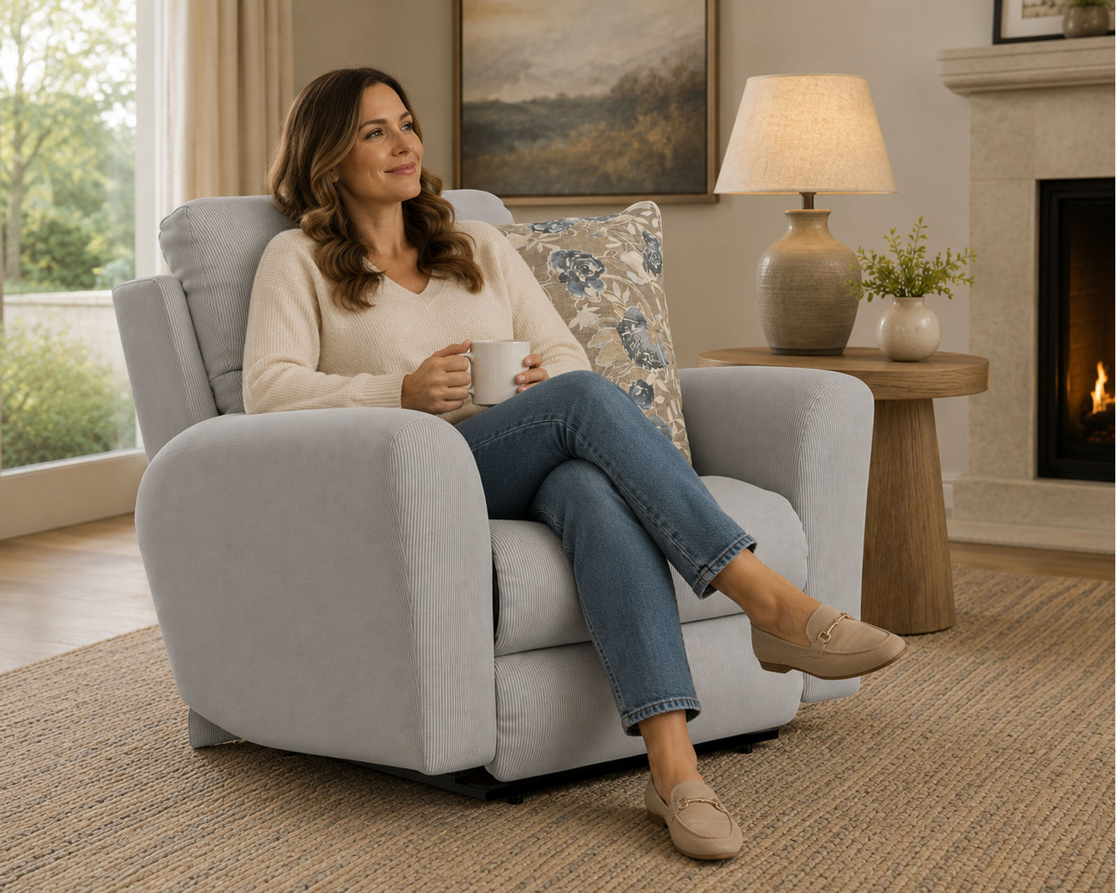 Chappy 83" Lay Flat Reclining Sofa Farmhouse Casual Styling (includes pillows) 2 colors - Image 8