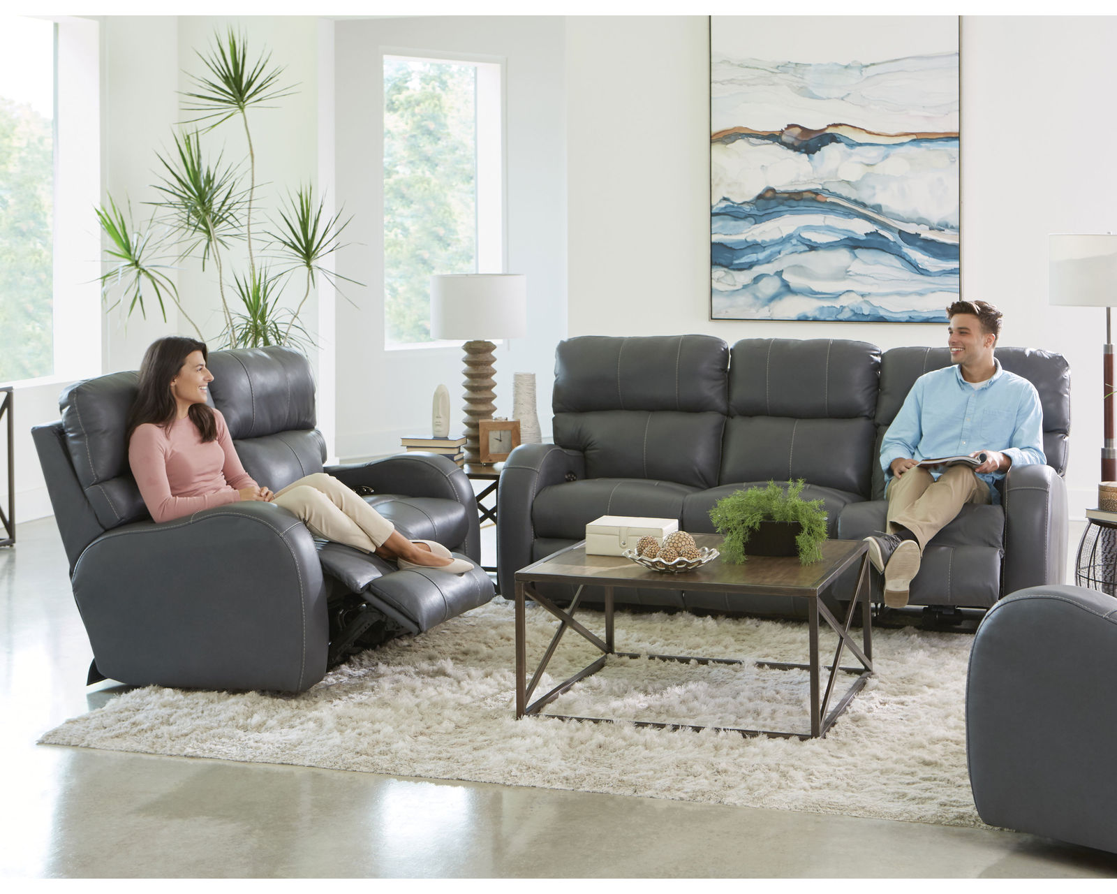 Angelo 83" Top Grain Leather Touch Power Headrest Power Reclining Sofa (Color choices) - Image 10