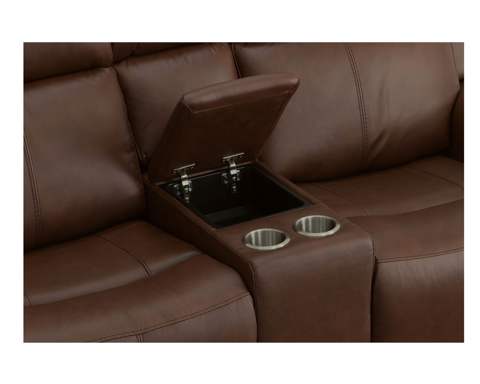 Barnett Power Reclining Loveseat with Console and Power Headrests and Lumbar (Chocolate leather) - Image 2
