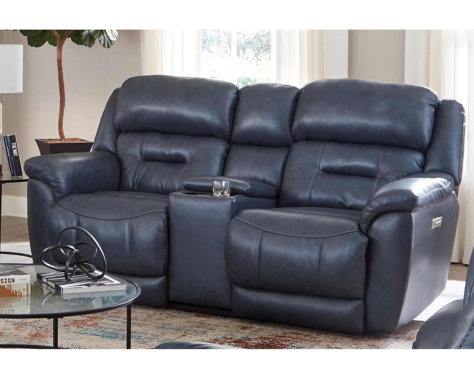Contender 90" Zero Gravity Leather Triple Power Recliner Sofa Navy (In stock) - Image 8