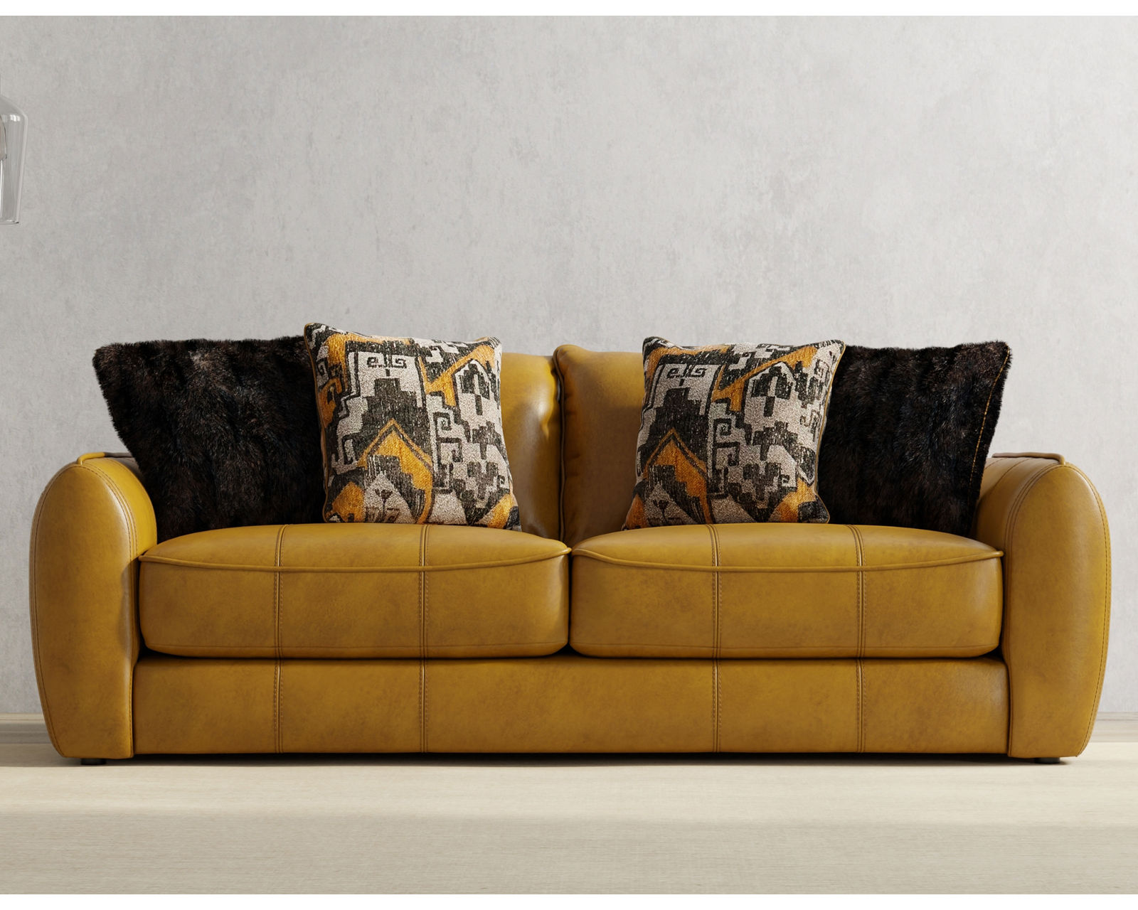 Corvara 91" Top Grain Leather Sofa (includes fabric pillows) - Image 6