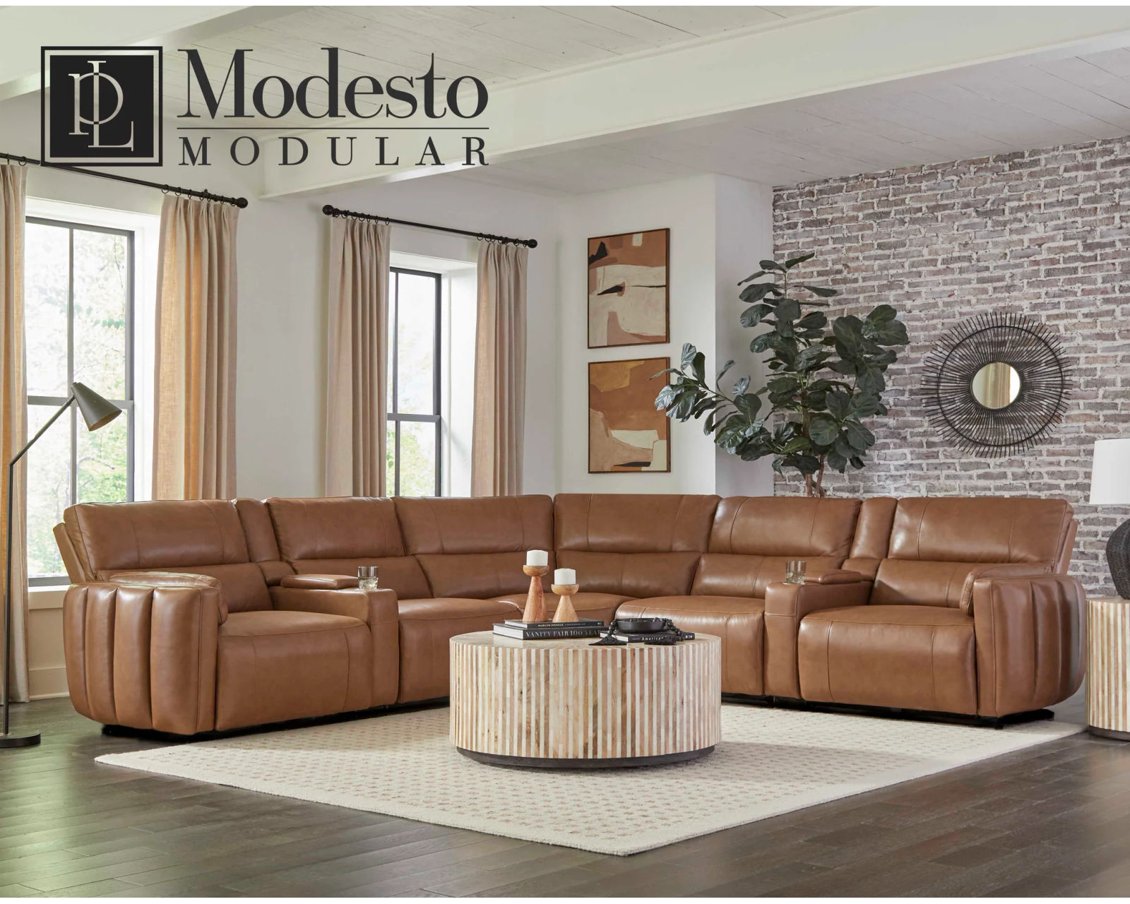 Modesto Power Headrest Power Reclining Leather Sectional (In Stock - Fast Shipping) - Image 13