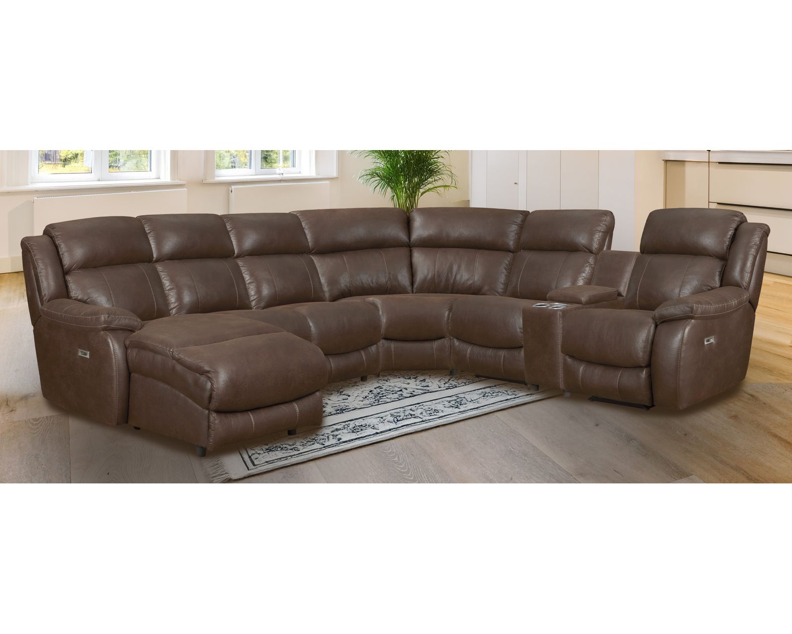Sawyer Seven Piece Power Reclining Chaise Sectional (In stock) 158" x 116" - Image 3