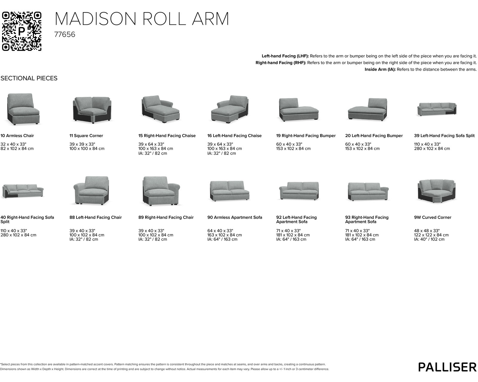 Madison 77656 Roll Arm Sectional (+100 leathers) - Image 7
