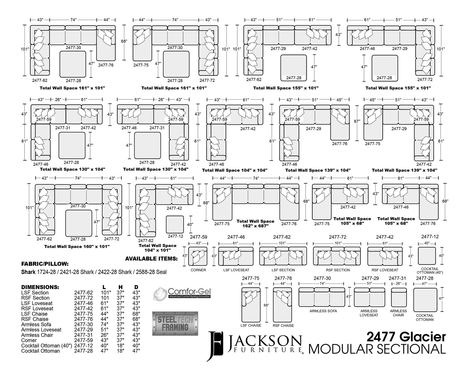 Glacier Modular Sectional (includes pillows) Best Seller - Image 22