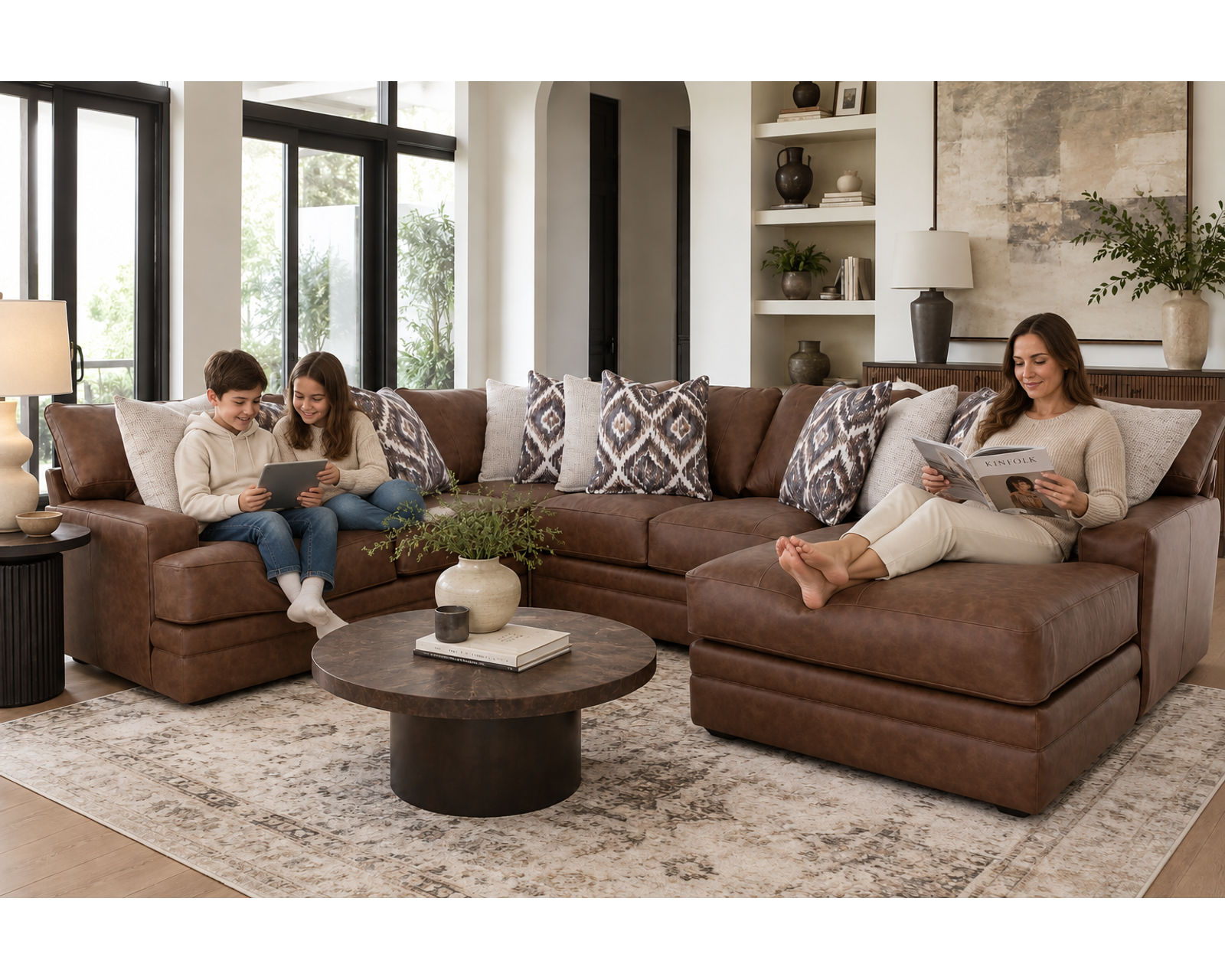 Asheville 934 Modular Sectional (Leather Look without the Leather Price) - Image 3
