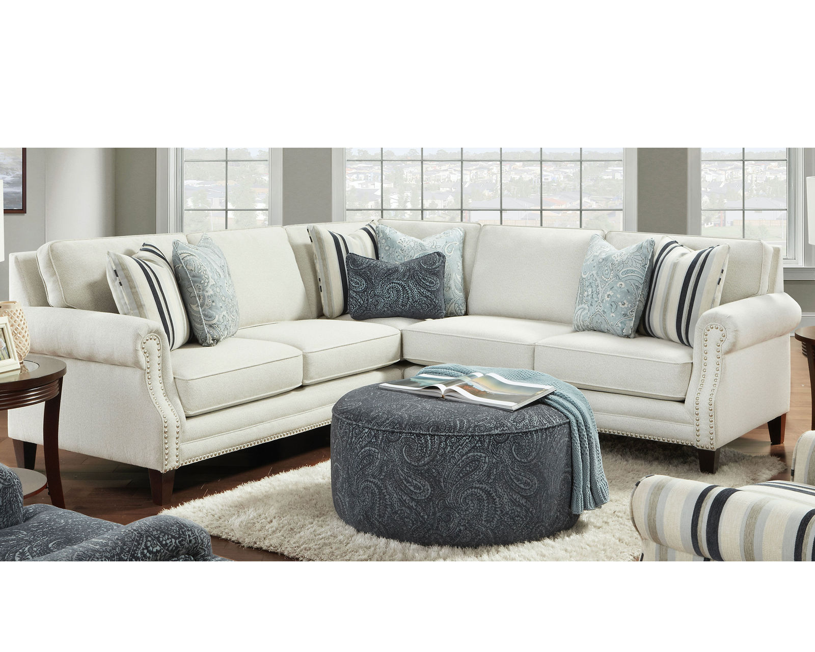 Sweater Bone Three Piece Stationary Sectional