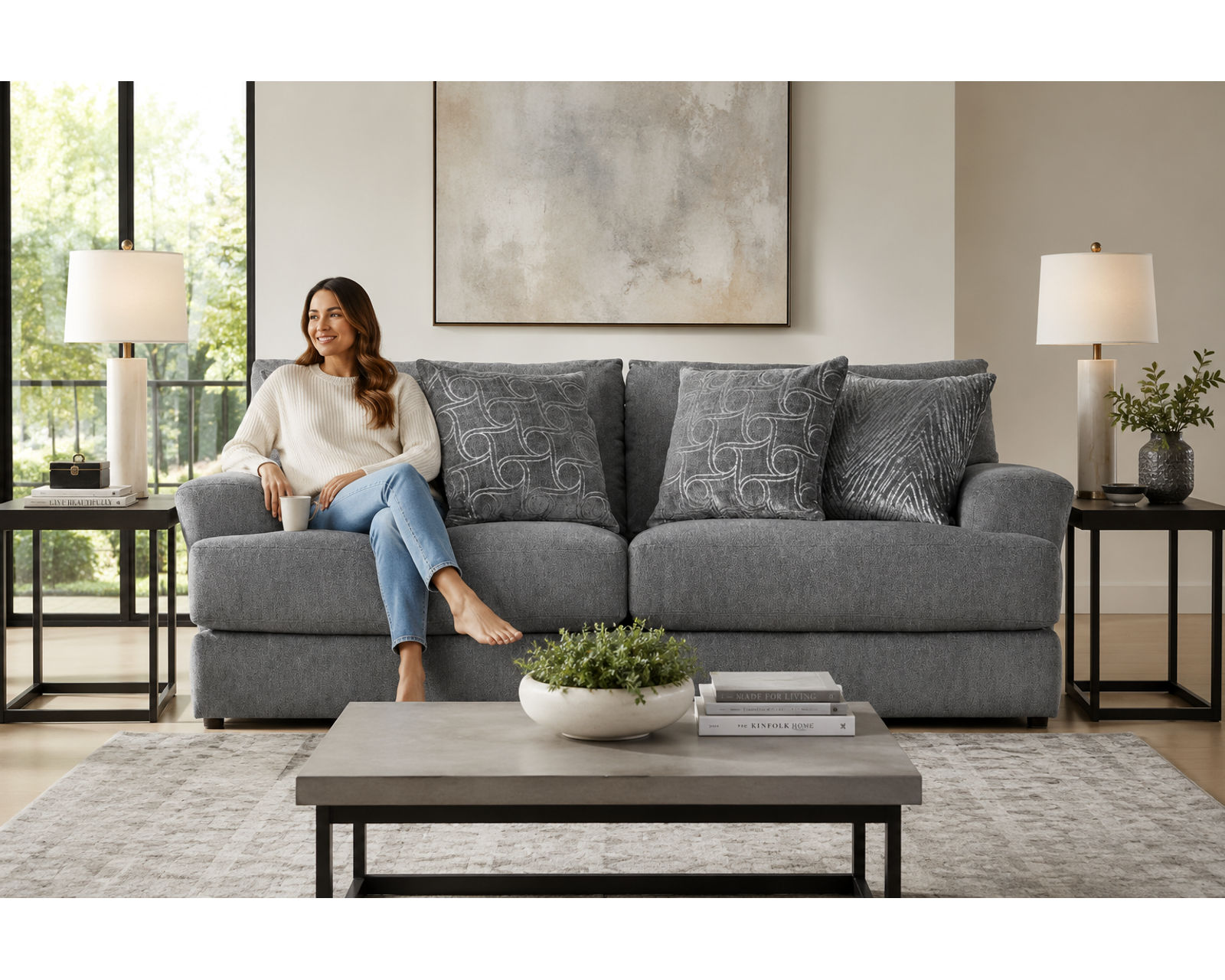 Lamar Stationary Sofa in Shark Blue (90") - Image 4