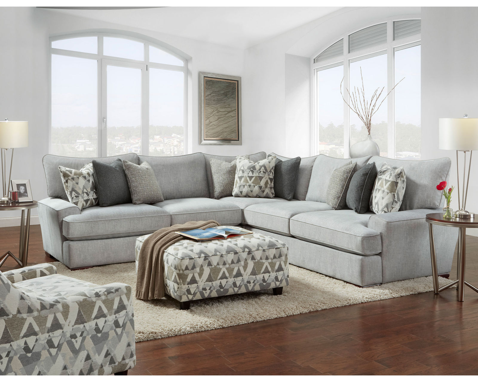Alton Silver Three Piece Stationary Sectional - Image 3