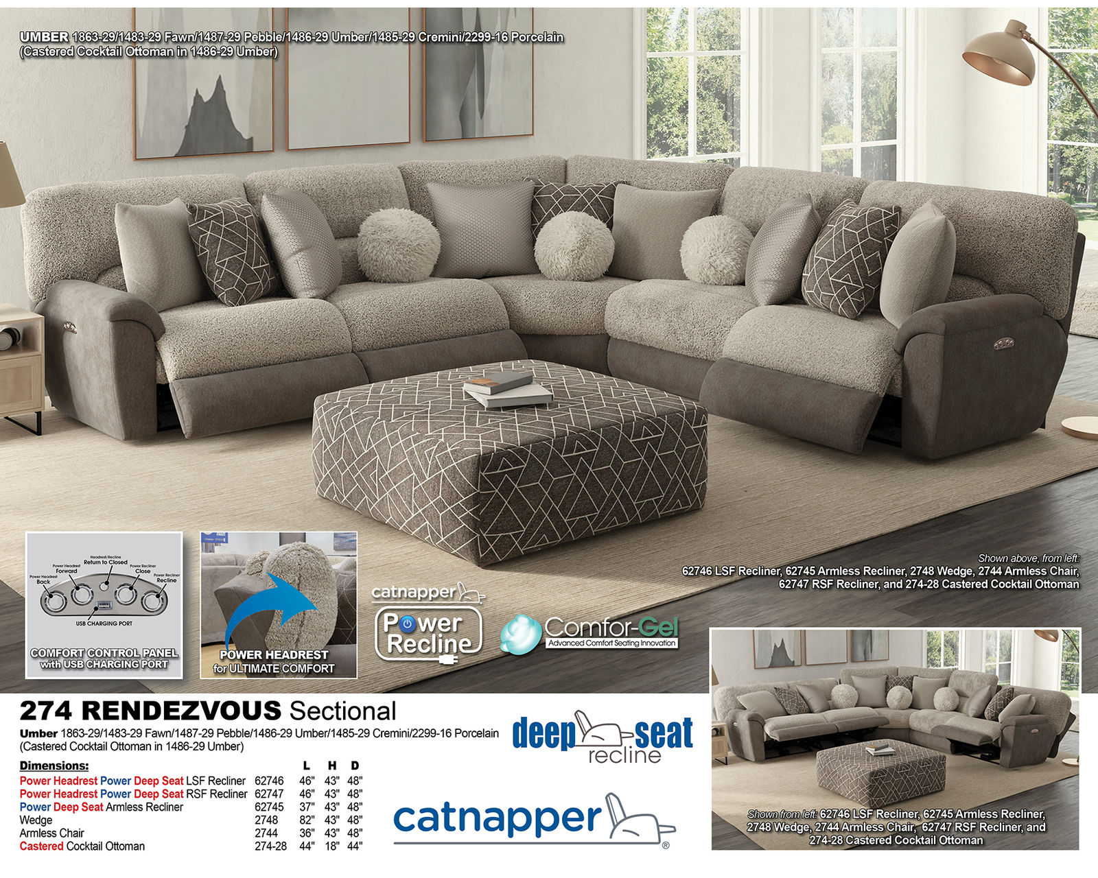 Rendezvous Deep Seat Modular Power Reclining Sectional (includes pillows) 400 lb. weight capacity - Image 18