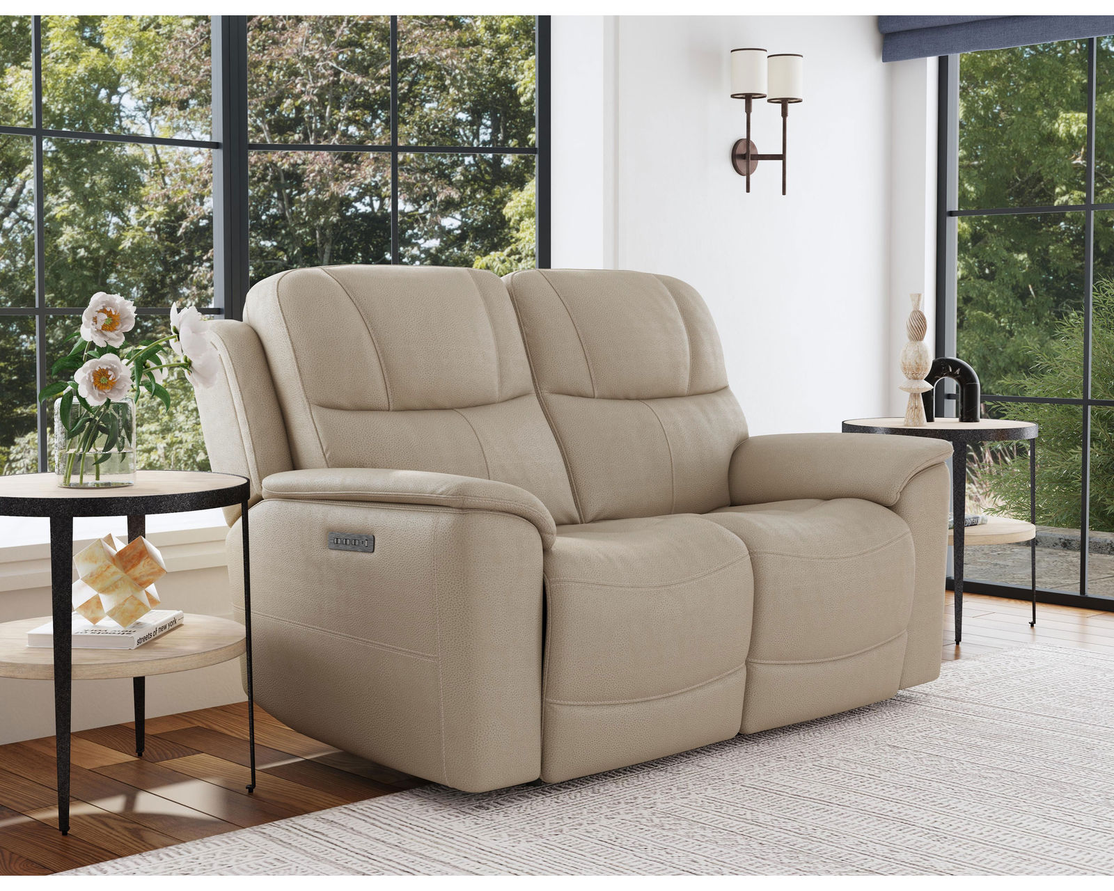 Crew Power Reclining Loveseat with Console, Power Headrests & Lumbar (Tan leather) in stock - Image 37