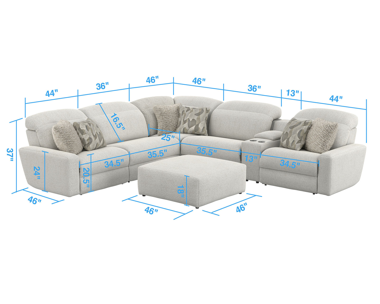 Terrence Modular Euro Styled Power Headrest Power Reclining Sectional (2 colors) - Image 11
