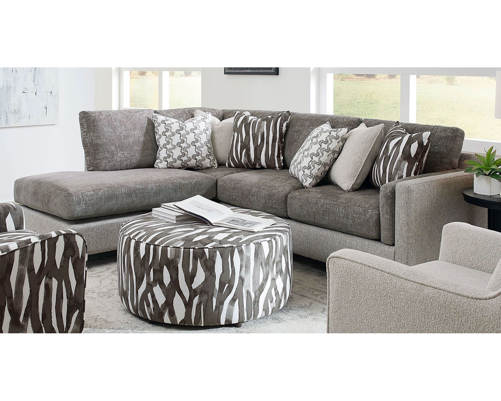 Satisfaction Artesia Ash Two Piece Chaise Sectional 5005 (performance fabric)