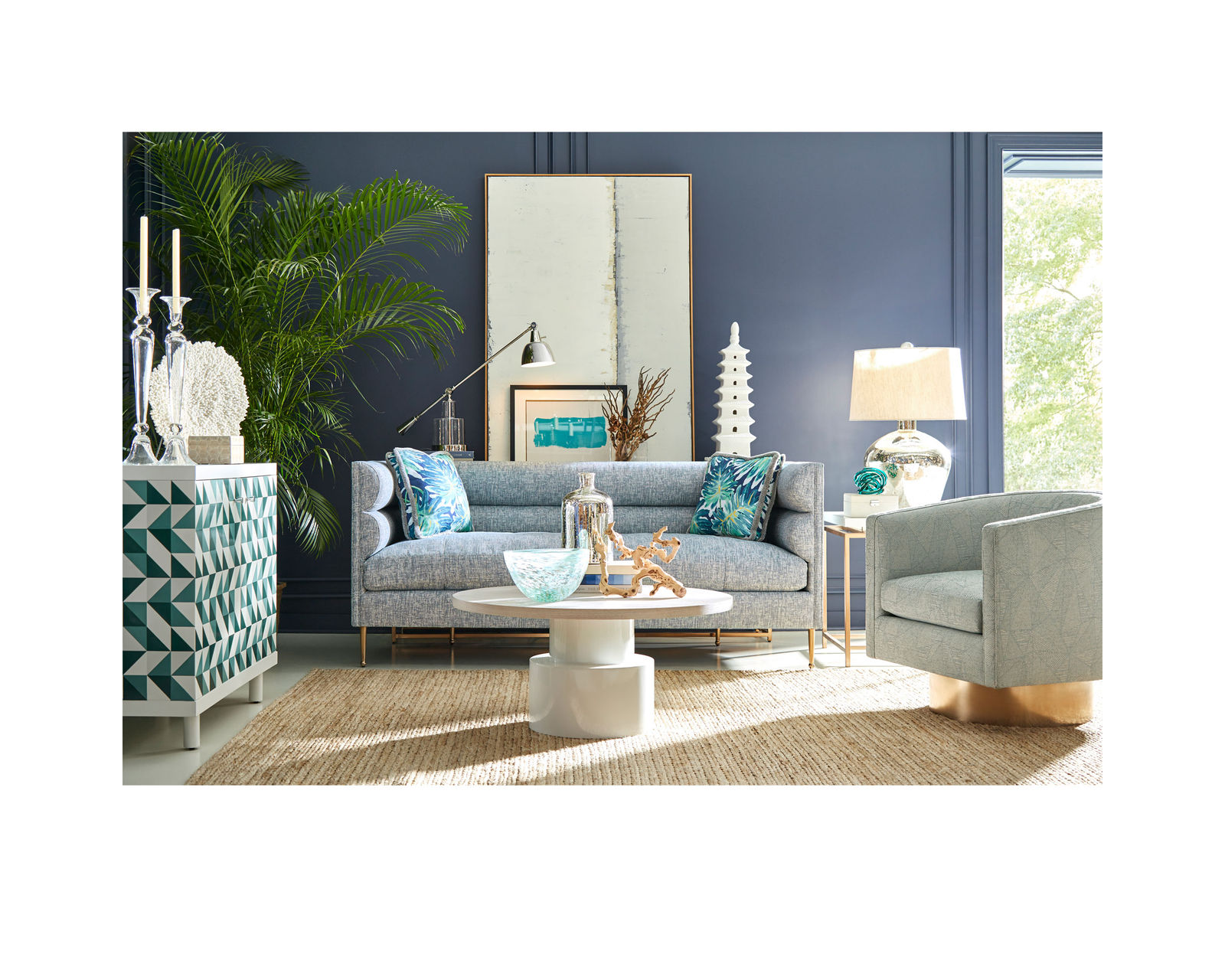 Epicenters 33127 Uph - DeCarlo Sofa (Blue)