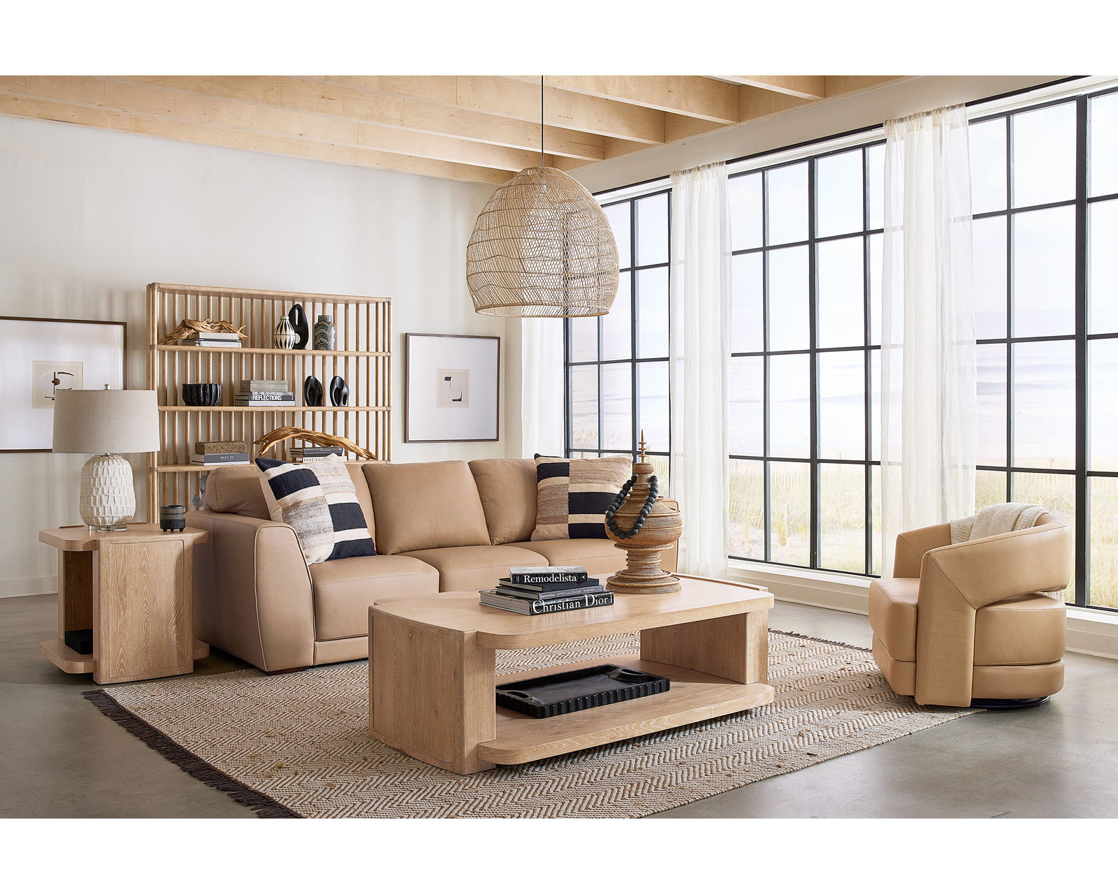 Keys Leather Tan Sofa 97" (In stock) - Image 6