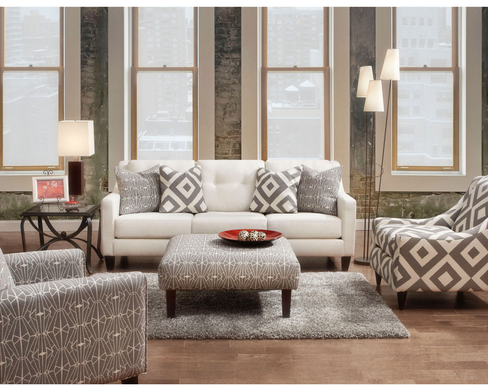 Sugarshack Glacier 4 Piece Living Room (Includes sofa, 2 chairs and ottoman)