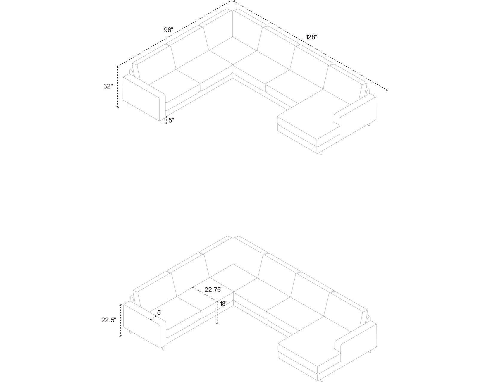 Oscar 77158 Chaise Sectional (96" x 128") +100 leathers - Image 9