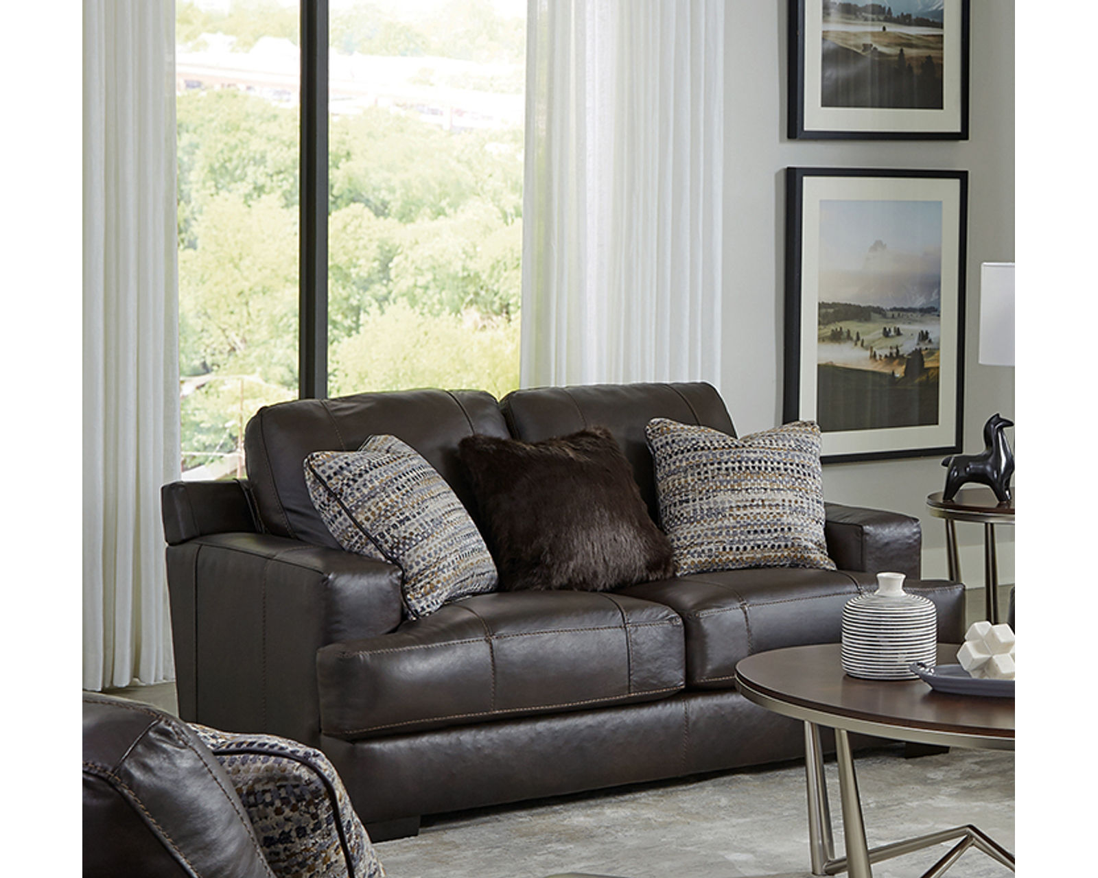 Marco 92" Top Grain Leather Touch Sofa (Includes pillows) Chocolate - Image 17