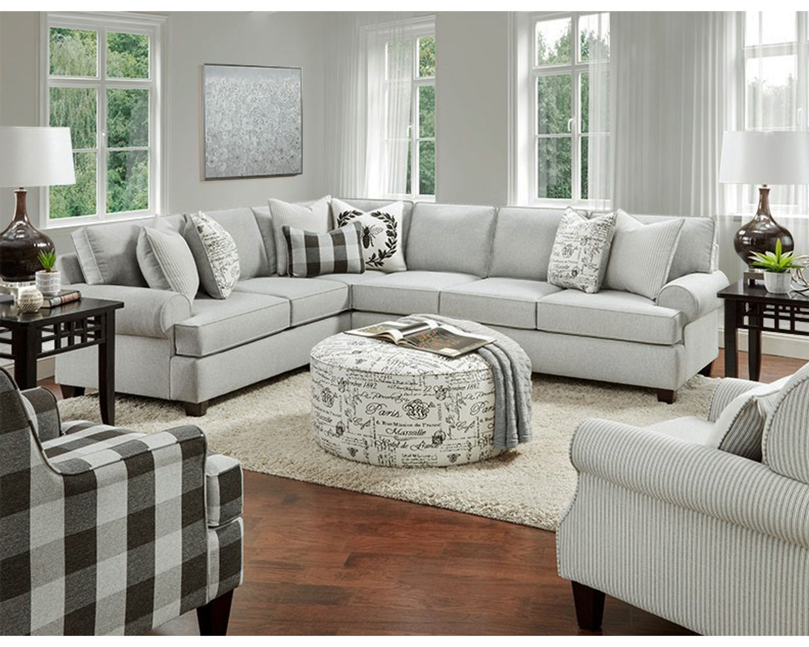 Dizzy Iron Two Piece Sectional (Includes pillows) - 134" x 120" - Image 5