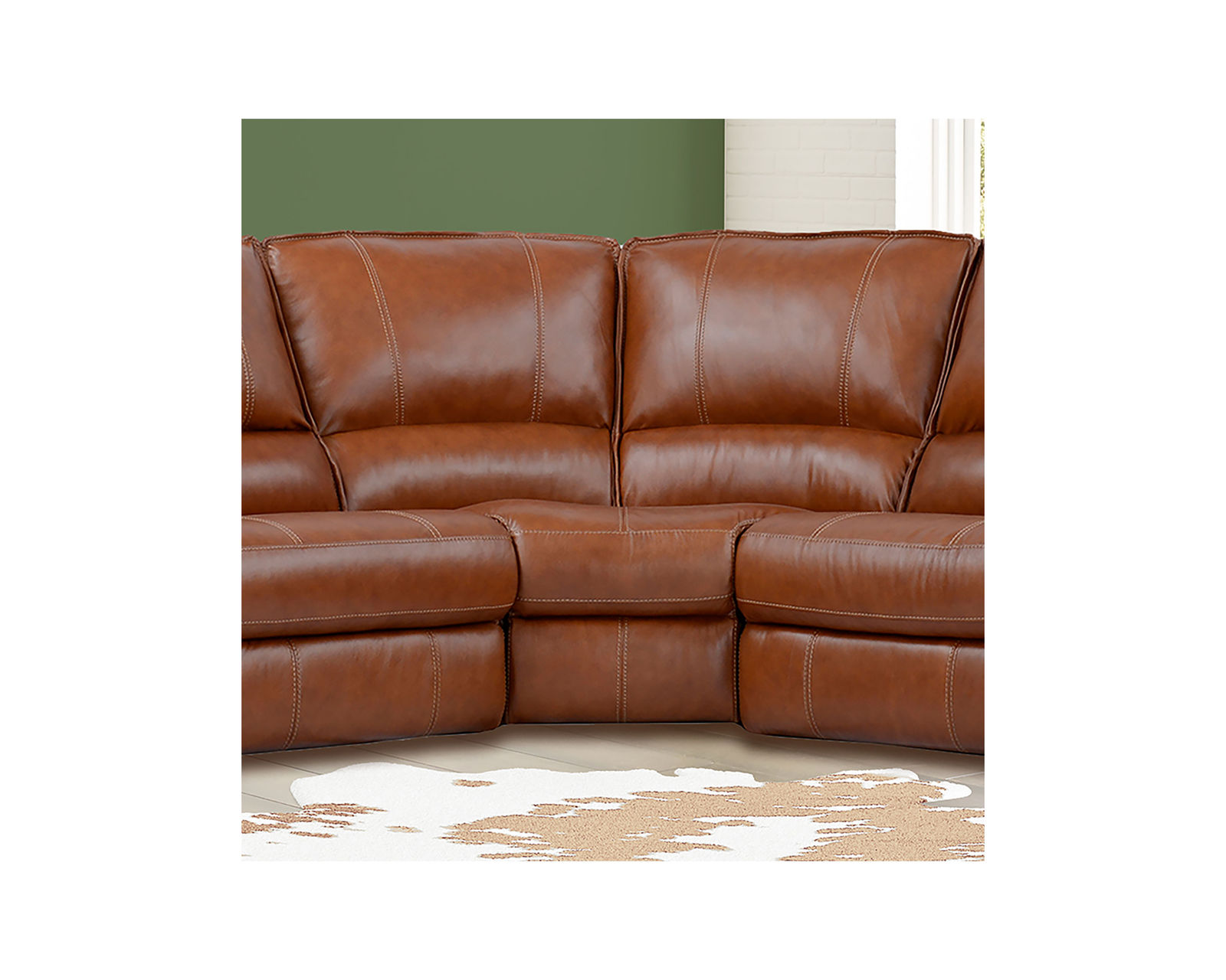Rockford Top Grain Leather Power Reclining Sectional (Saddle) - Image 8