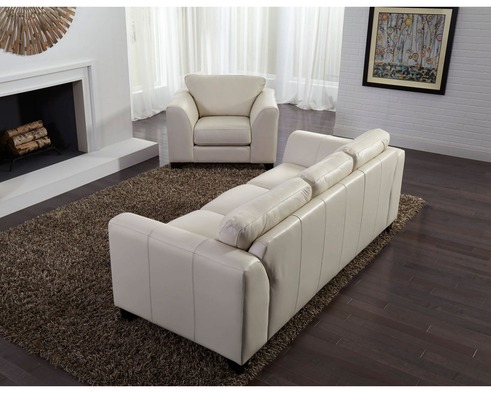 Juno 77494 Stationary 81" or 87" Leather Sofa - Image 10
