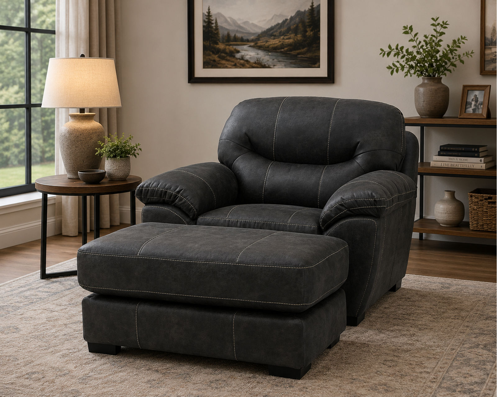 Grant 4453 Faux Leather Fabric 96" Sofa - Choice of Colors - Image 11