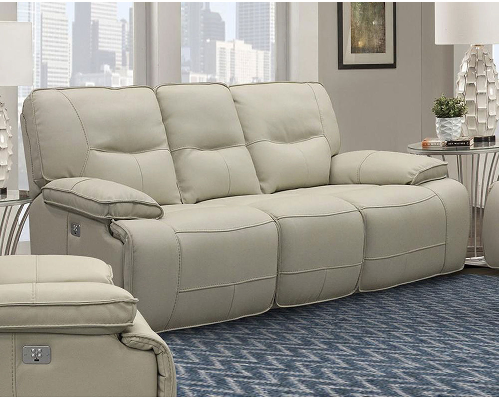 Spartacus Oyster 87" Power Headrest Power Reclining Sofa - Image 2