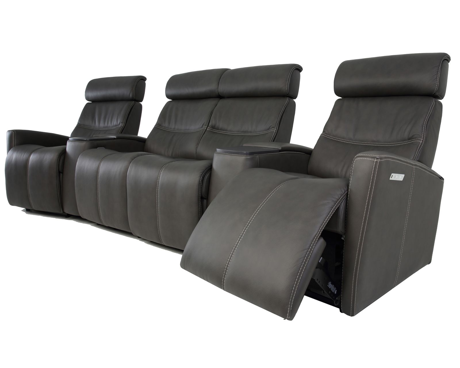 Milan Five Piece Home Theater Sectional (4 Power Recliners) Slate - In stock - Fast shipping - 120" wide