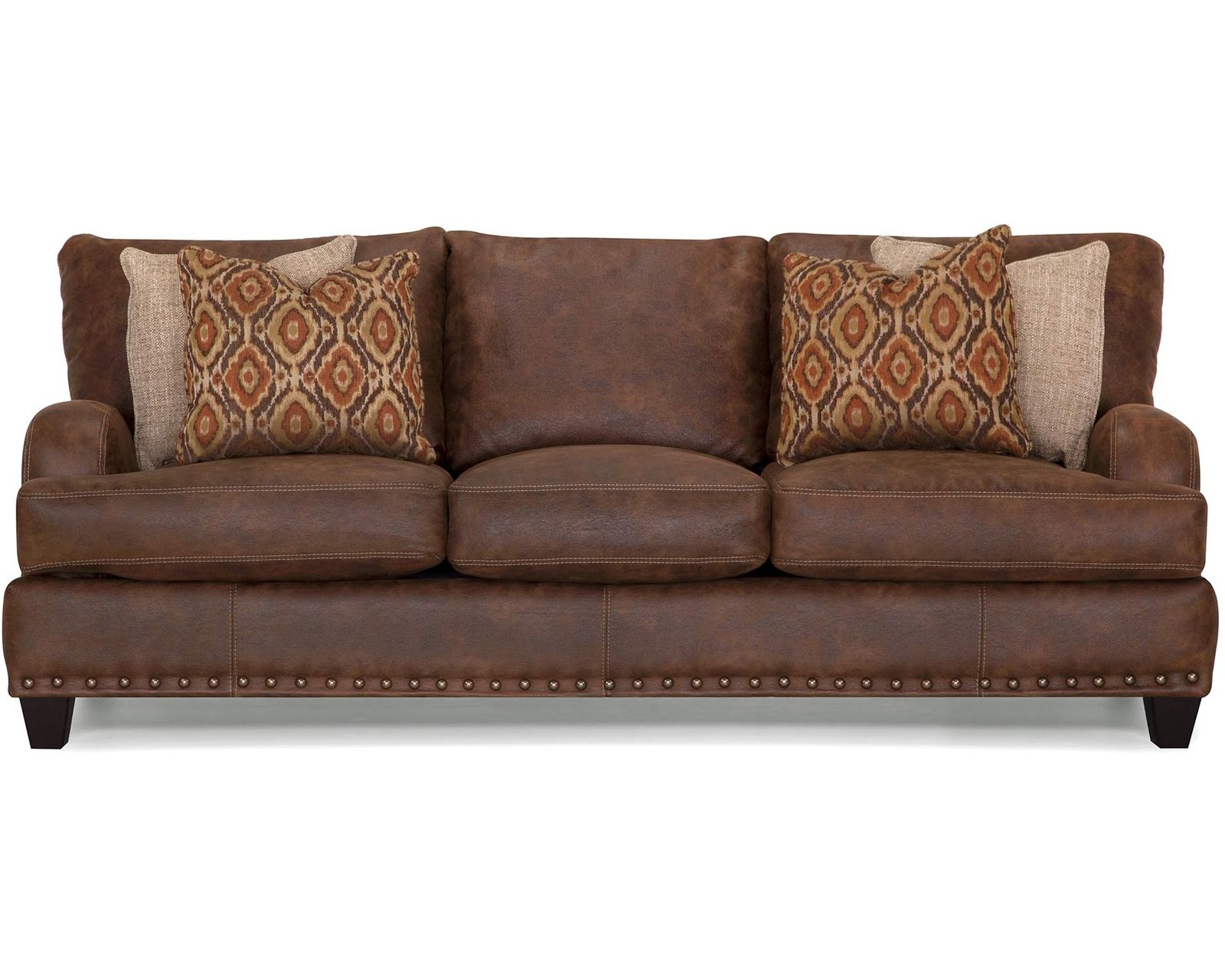 Indira 848 Faux Leather Fabric Sofa (93") Includes Pillows