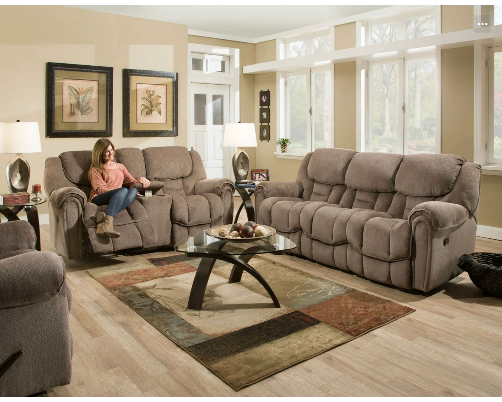 Fallon 90" Double Reclining Sofa Brown (In stock) - Image 3