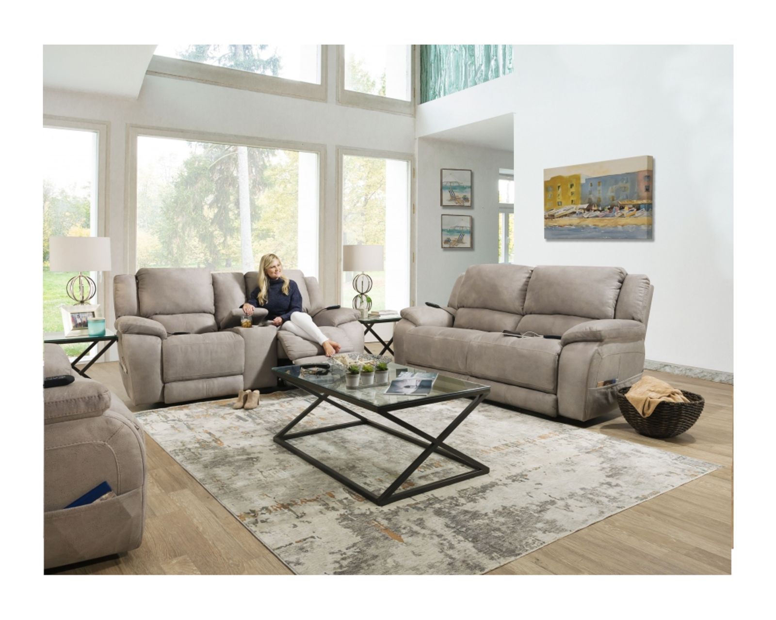 Harley 87" Triple Power Reclining Sofa Nickel (In stock) - Image 4