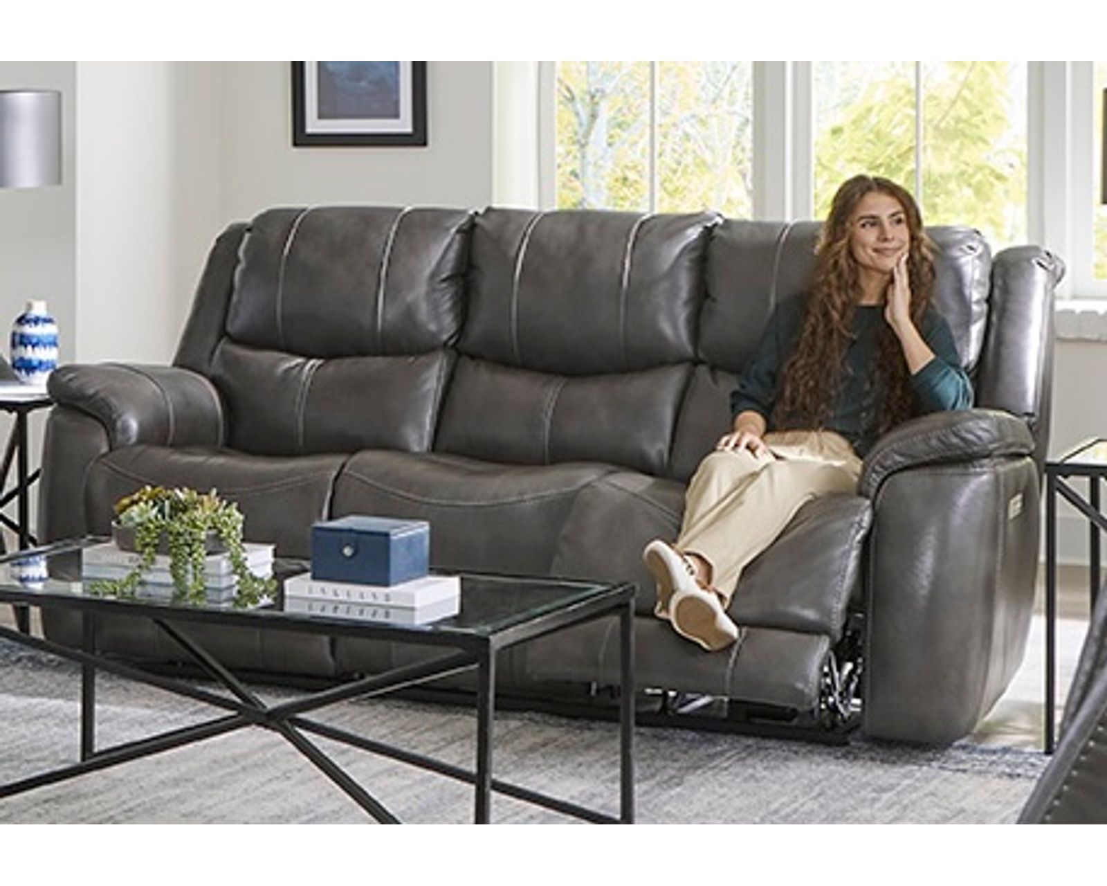 Idris 89" Zero Gravity Triple Power Reclining Console Loveseat Grey (In stock) - Image 9