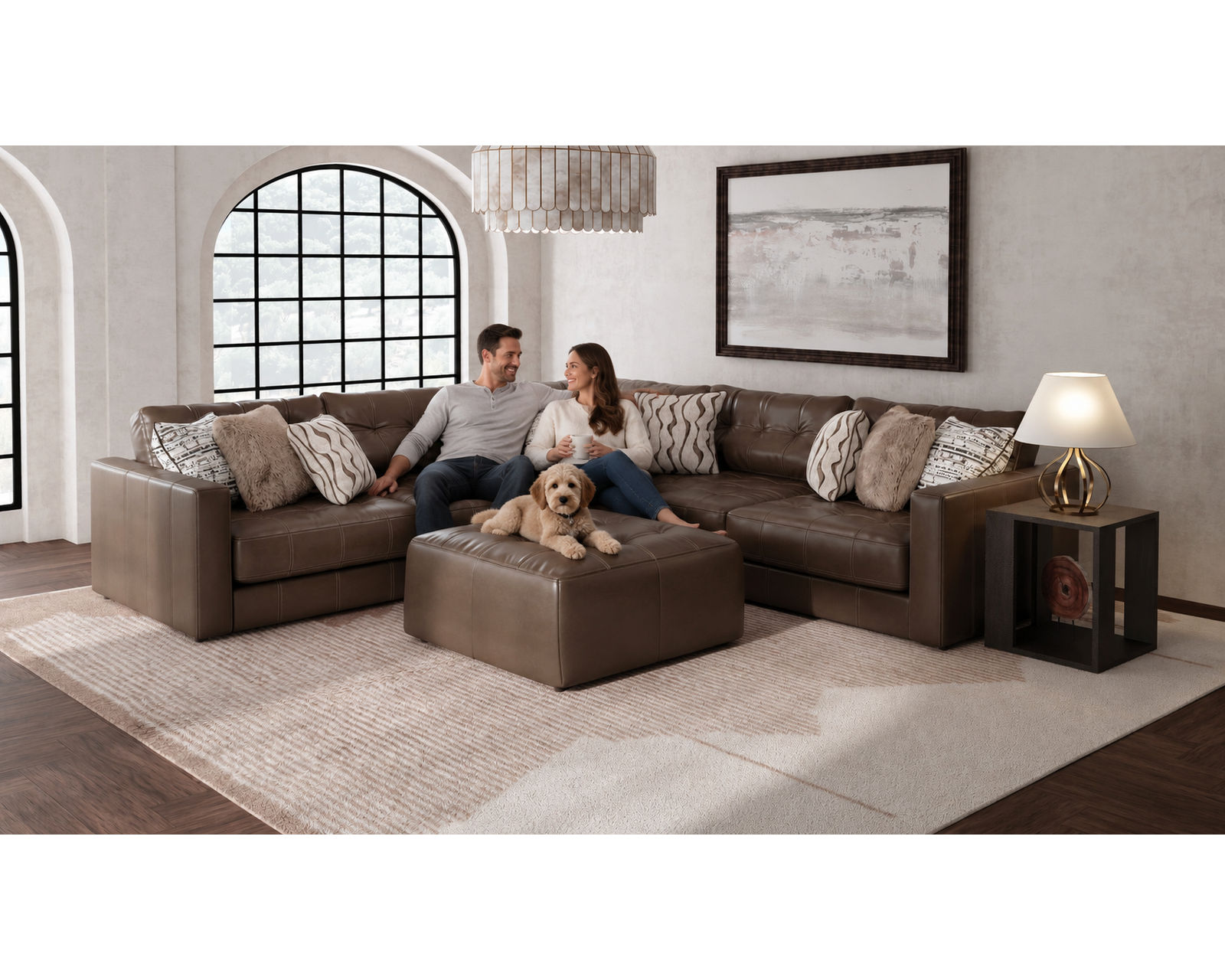 Siena Modular Top Grain Leather Sectional (includes pillows) - Image 2