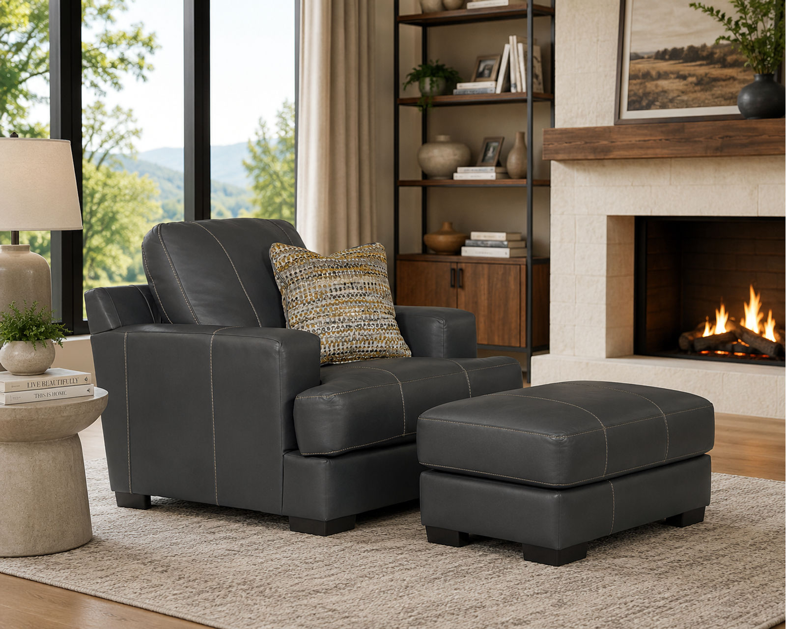 Marco 92" Top Grain Leather Touch Sofa (Includes pillows) Gunmetal - Image 25
