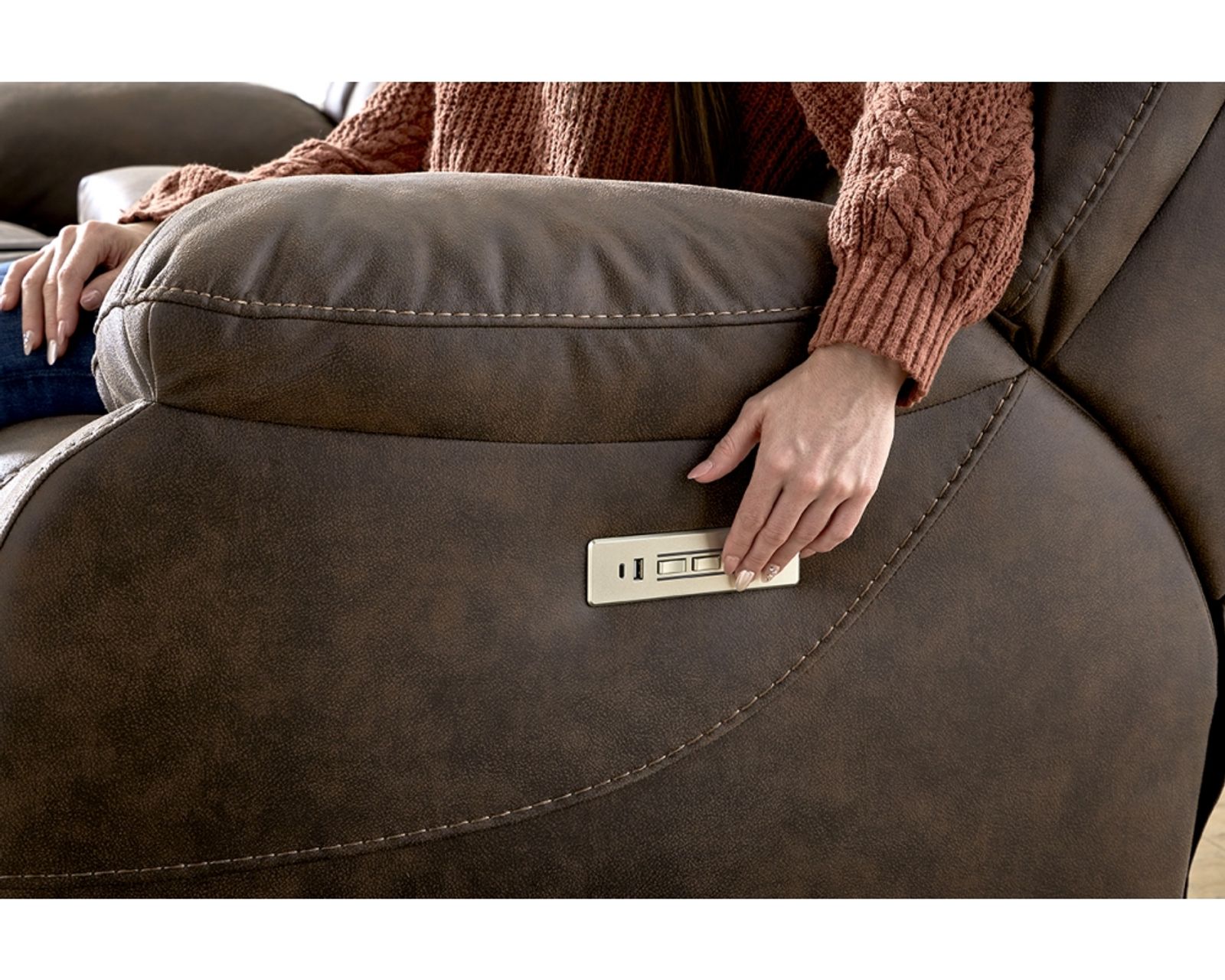 Oakley 89" Zero Gravity Triple Power Reclining Sofa Walnut (In stock) - Image 5