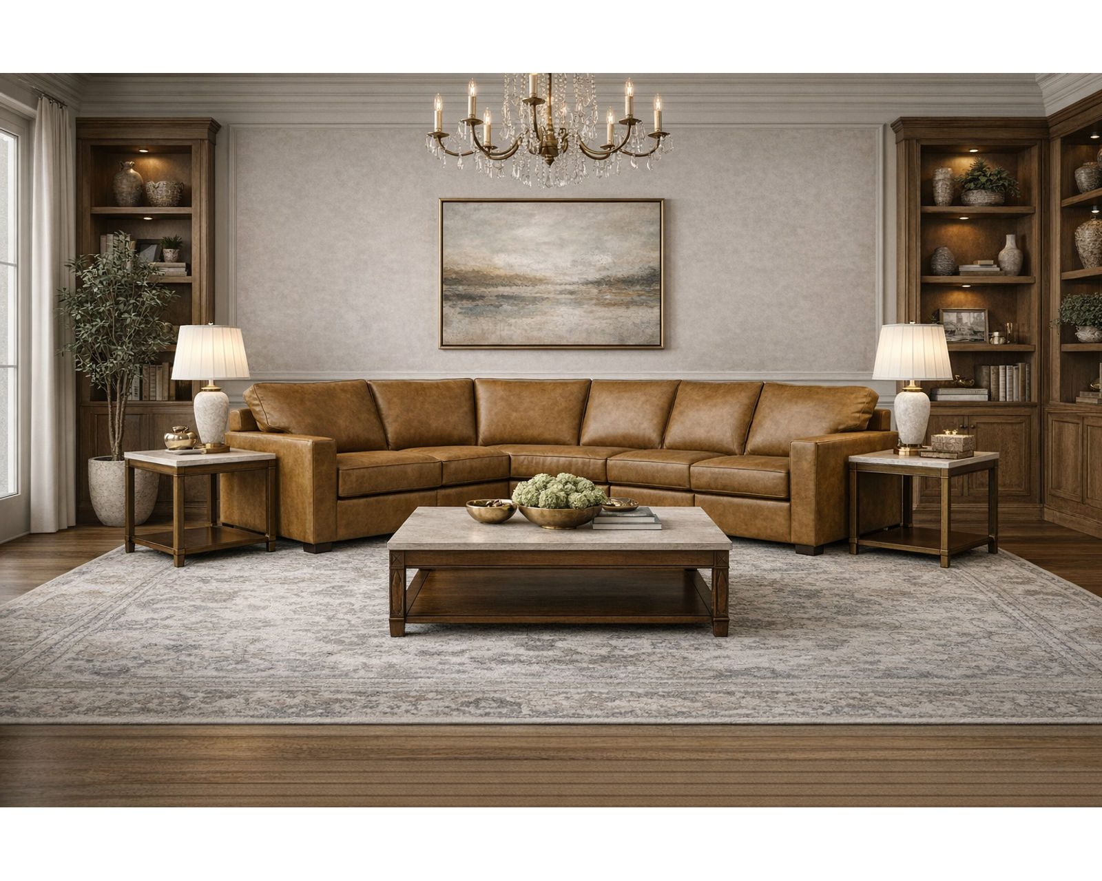 Baylor Stationary Leather Sectional (29 Top-Grain Leather Choices) - Image 11