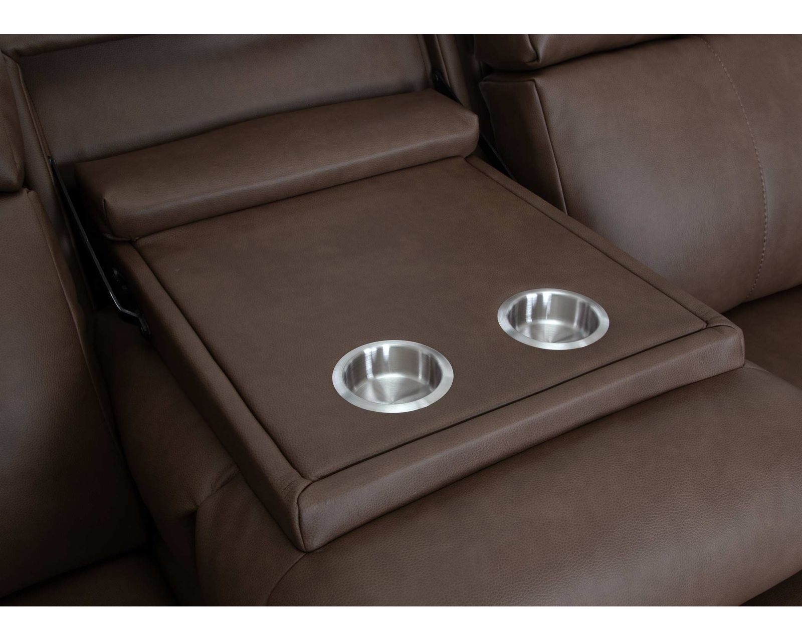 Winston 92" Reclining Sofa with Drop-Down Table & Cupholders Taupe (Sophisticated Style. Serious Comfort. Neori Air Massage Option) - Image 6