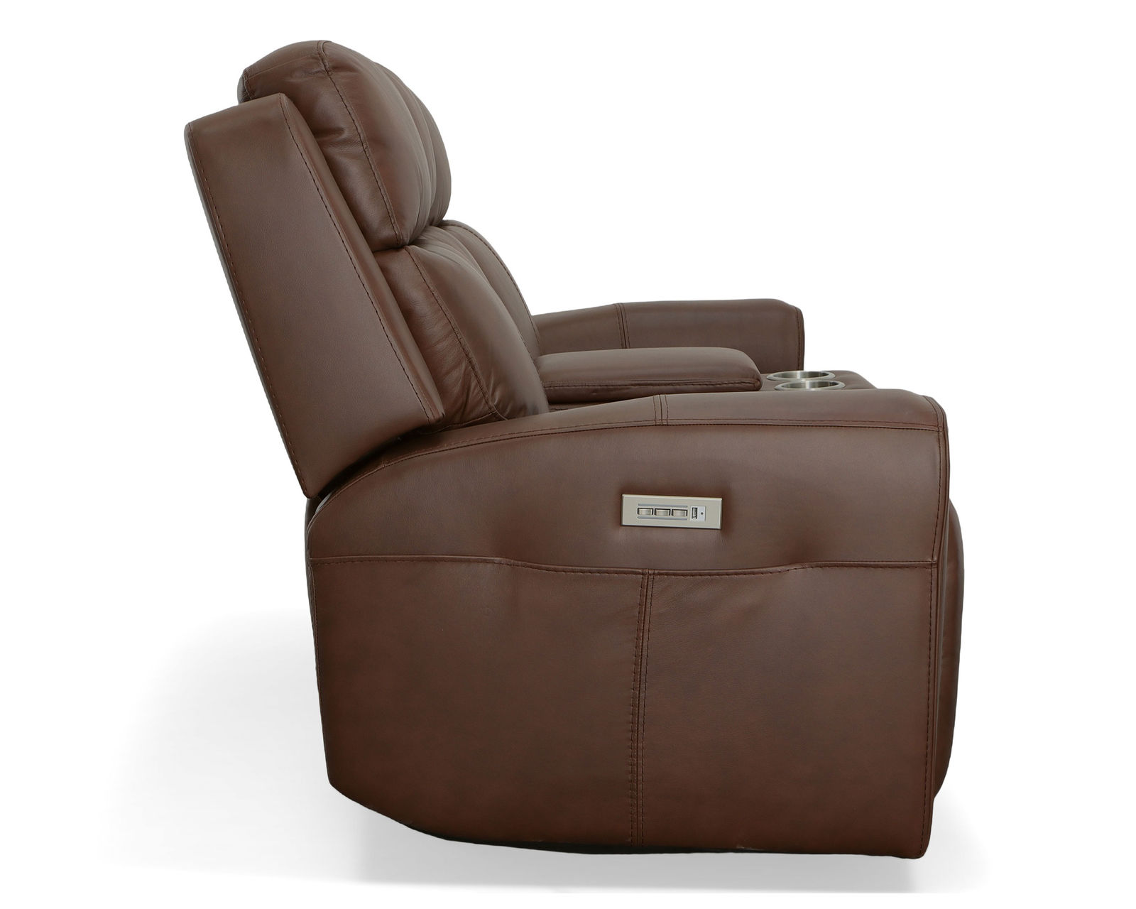 Barnett Power Reclining Loveseat with Console and Power Headrests and Lumbar (Chocolate leather) - Image 6
