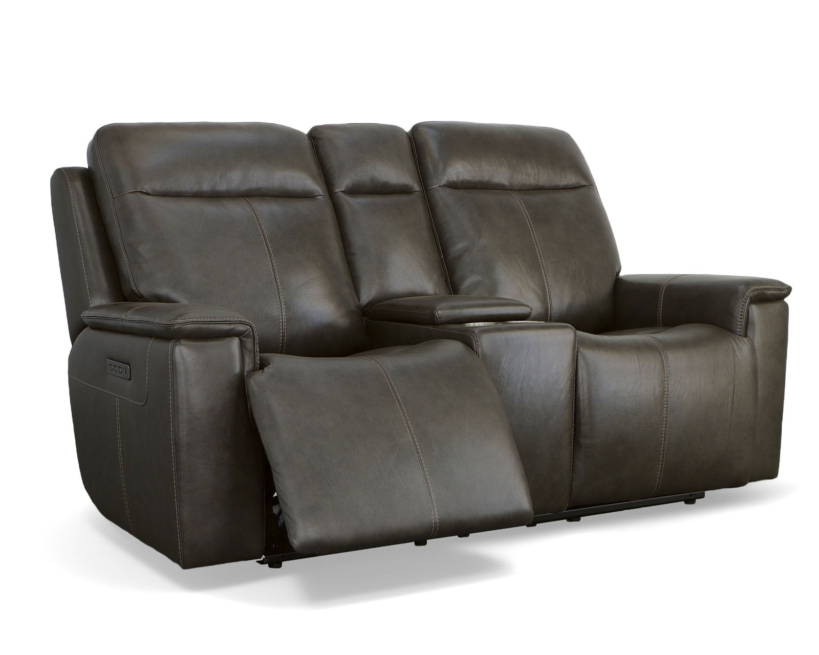 Odell Power Reclining Loveseat with Console, Power Headrests & Lumbar(Dark gray leather) in stock - Image 4